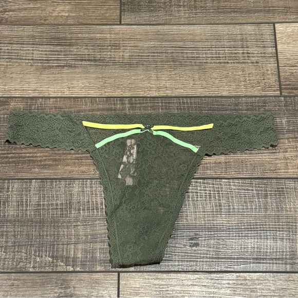 Victoria's Secret Other - Victoria's Secret Lace Green thong/string elastic waist panty New Size Large